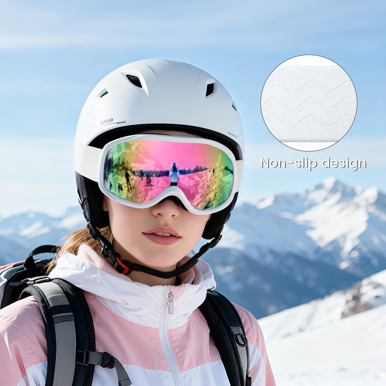 Ski Goggles OTG for Men Women, Anti-Fog Snowboard Goggles UV400 Protection Snow Goggles for Adult Youth - Image 2