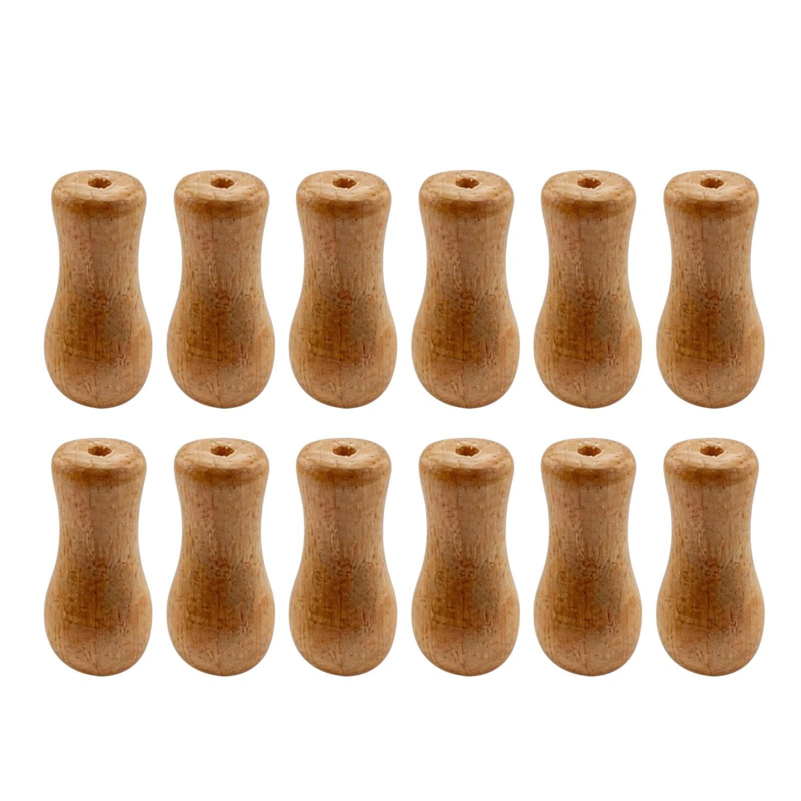 12pcs Wooden Blind Pull Cord Ends - Elegant Wood Cord Drops Tassels for Window Blinds - Cream Blind Toggles for Curtains & Craft Projects & Stylish Knobs