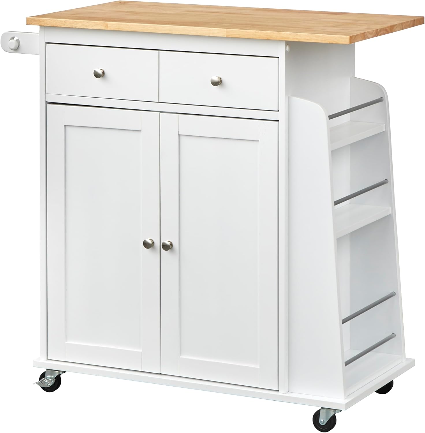 Sonoma Kitchen Cart with Storage, White/Natural