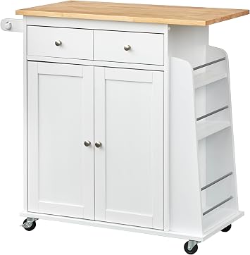 Sonoma Kitchen Cart with Storage, White/Natural
