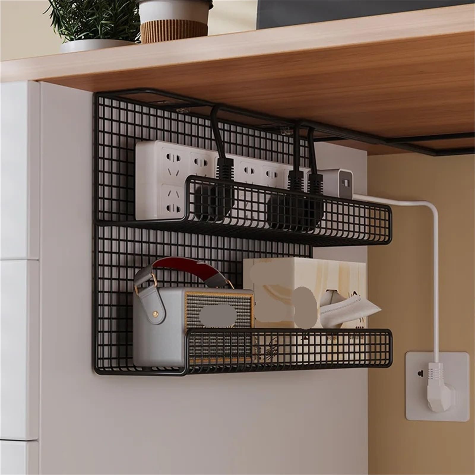 Kabelmanagement-Tablett unter dem Schreibtisch, stanzfreier Stromtrog, Finishing-Box, Aufbewahrung von Kabelbuchsen, Kabel-Organizer Für Büro, Pc-Tischen