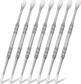 HARFINGTON 7pcs Wax Carving Tool 4.75" Double-Headed Stainless Steel Sculpture Tools Kit Modeling Engraving Sculpting Spoons for Clay Pottery Crafts Shaping, Silver Tone