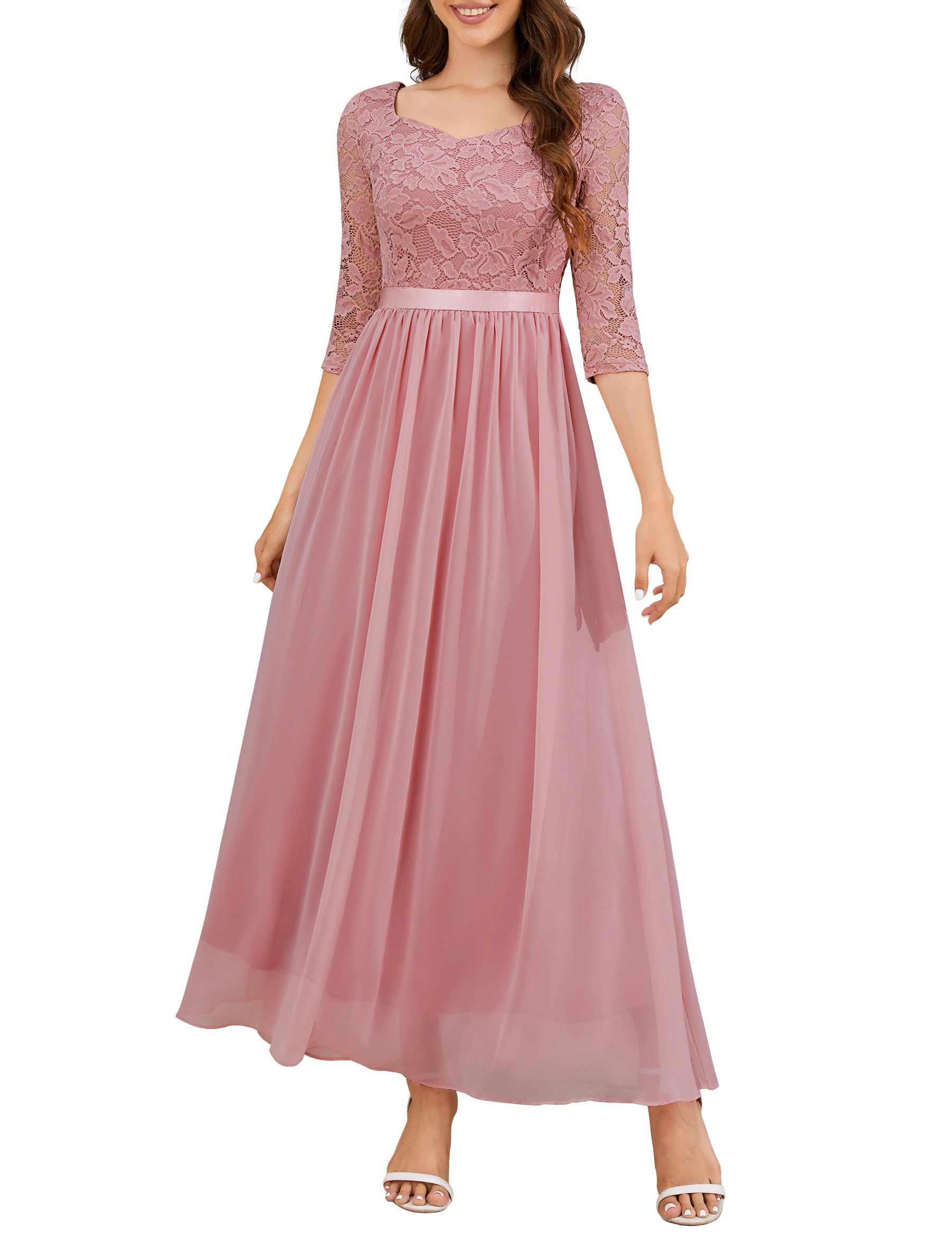 Wedtrend Women's Formal Dress Mother of The Bride Dress 3/4 Sleeve Wedding Guest Dress Maxi Evening Gown