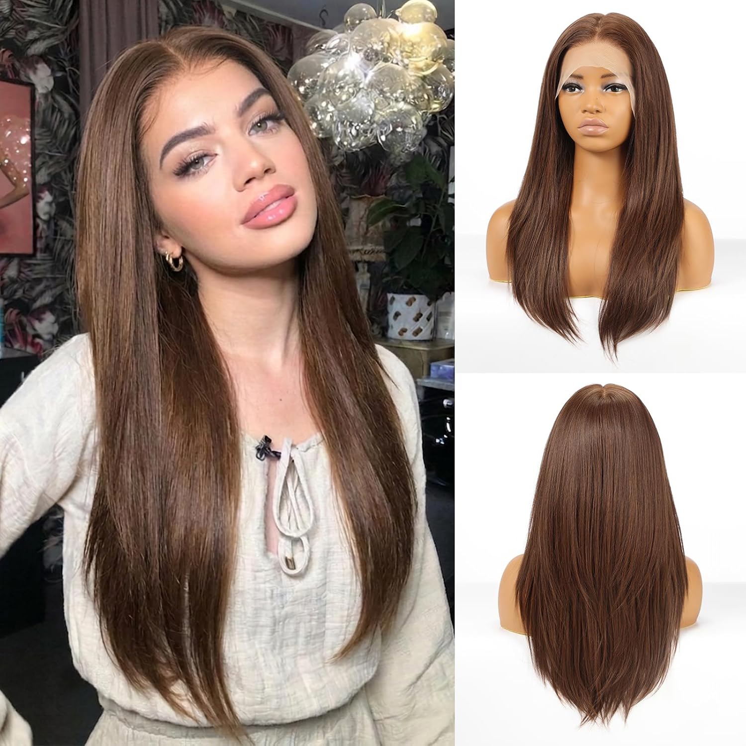 Allbell Ash Blonde Synthetic Lace Front Wigs for Women, 13 * 4 Long Layered Hair Wig With Natural Glueless Hairline 20 Inch for Daily