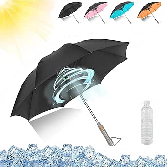 Misting Umbrella With Built-in Fan & Spray Bottle - USB Rechargeable, UV Blocking, Portable Cooling For Outdoor Events