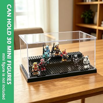 Acrylic Display Case for Building Blocks Figures Black clear Display Box