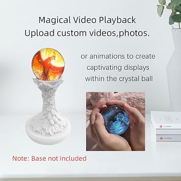 2.7 Crystal Ball Video Player, Crystal Ball Digital Display, Custom Light-Up Sphere, Personalized Digital Memory DisplayUploadable Videos Photos, Customized Gift(Orange)