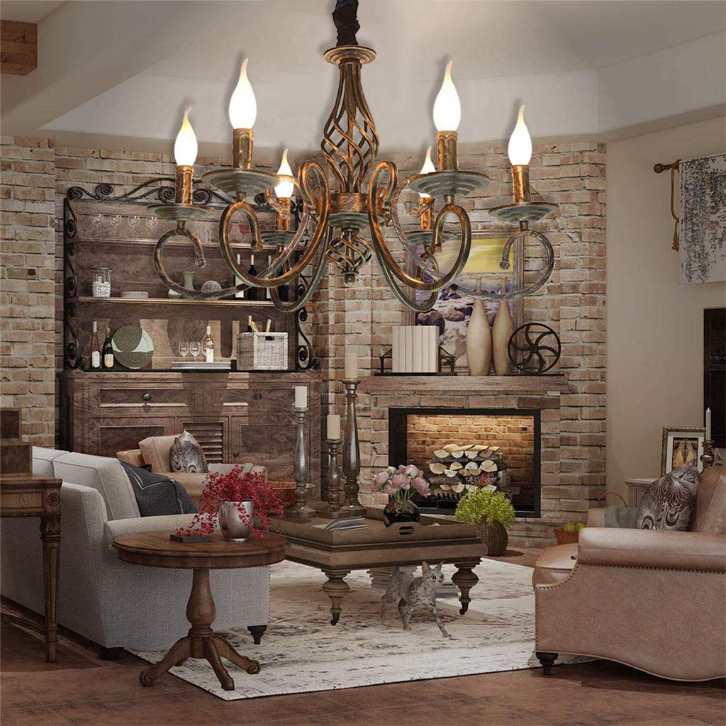 Pendelleuchte Antik Industrie Hängeleuchte Klassische Anhänger Kerze Kronleuchter Höhenverstellbar E14 Schmiedeeisen Hängelampe Landhausstil Stil Wohnzimmer Einfach Pendellampe,Bronze,6 heads