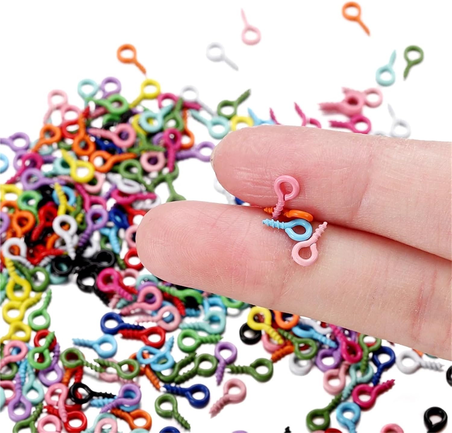 Small Screw Eye Pin 2000Pcs/Lot 8 * 4mm Small Eye Pins Mini Eyepins Hook Eyelets Screw Threaded Colorful Clasps Hook for DIY Jewelry Making Findings for Jewelry Making