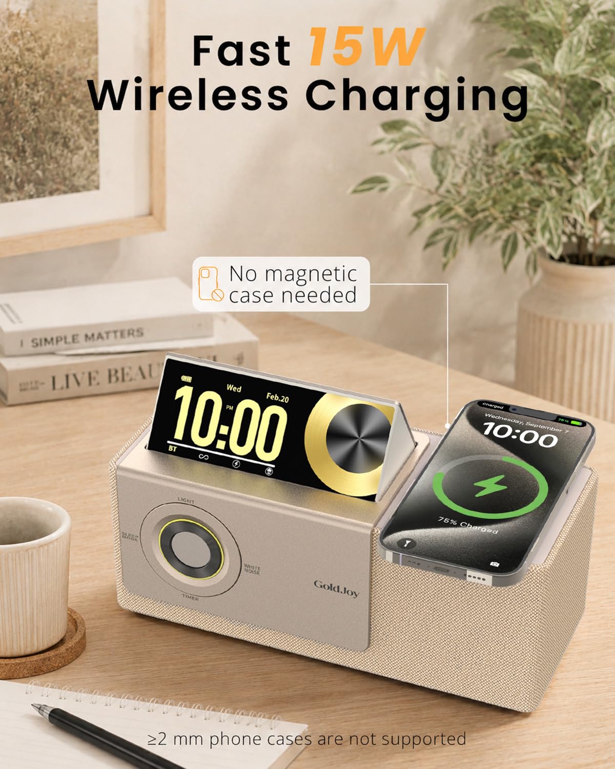 Goldjoy 7-in-1 Bluetooth-Lautsprecher, kabellose Ladestation für Zuhause
