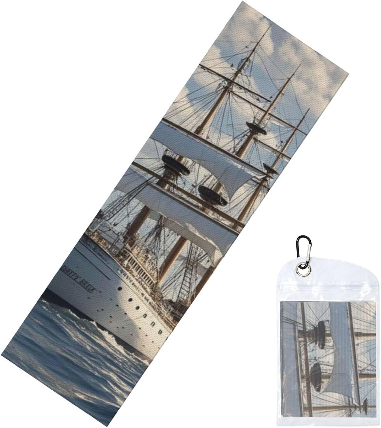 Cooling Towels (40″x12″) Soft Breathable Cool Towel for Neck and Face Vintage Nautical White Ship Ice Towels Neck Microfiber Quick Drying Towel for Workout Yoga Sport Gym Running Golf