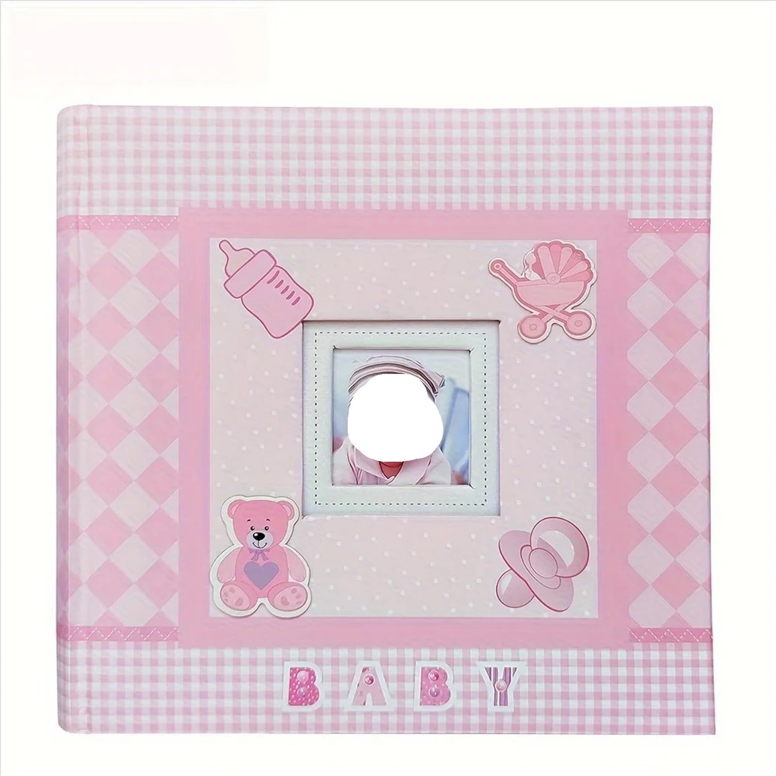 Photo Album with Writing Space 4x6 Photos Hold 200, Family Cute with For Photo(Pink)