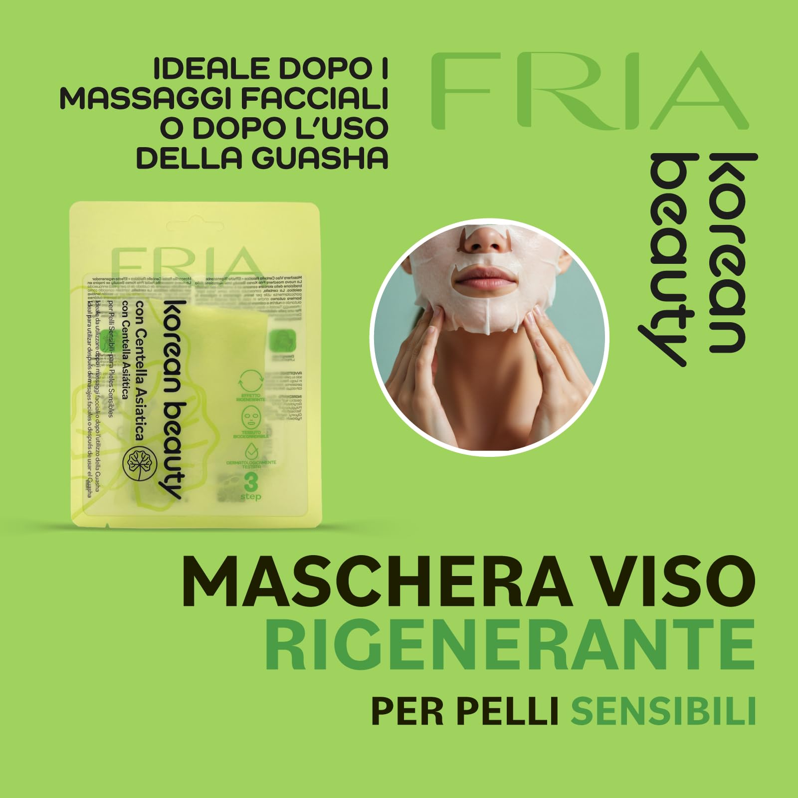 Fria Korean Beauty Cica Box, Kit Skincare Viso Anti Imperfezioni con Centella Asiatica, Burro Struccante + Mousse + Maschera + Siero + Crema, Dermatologicamente Testato