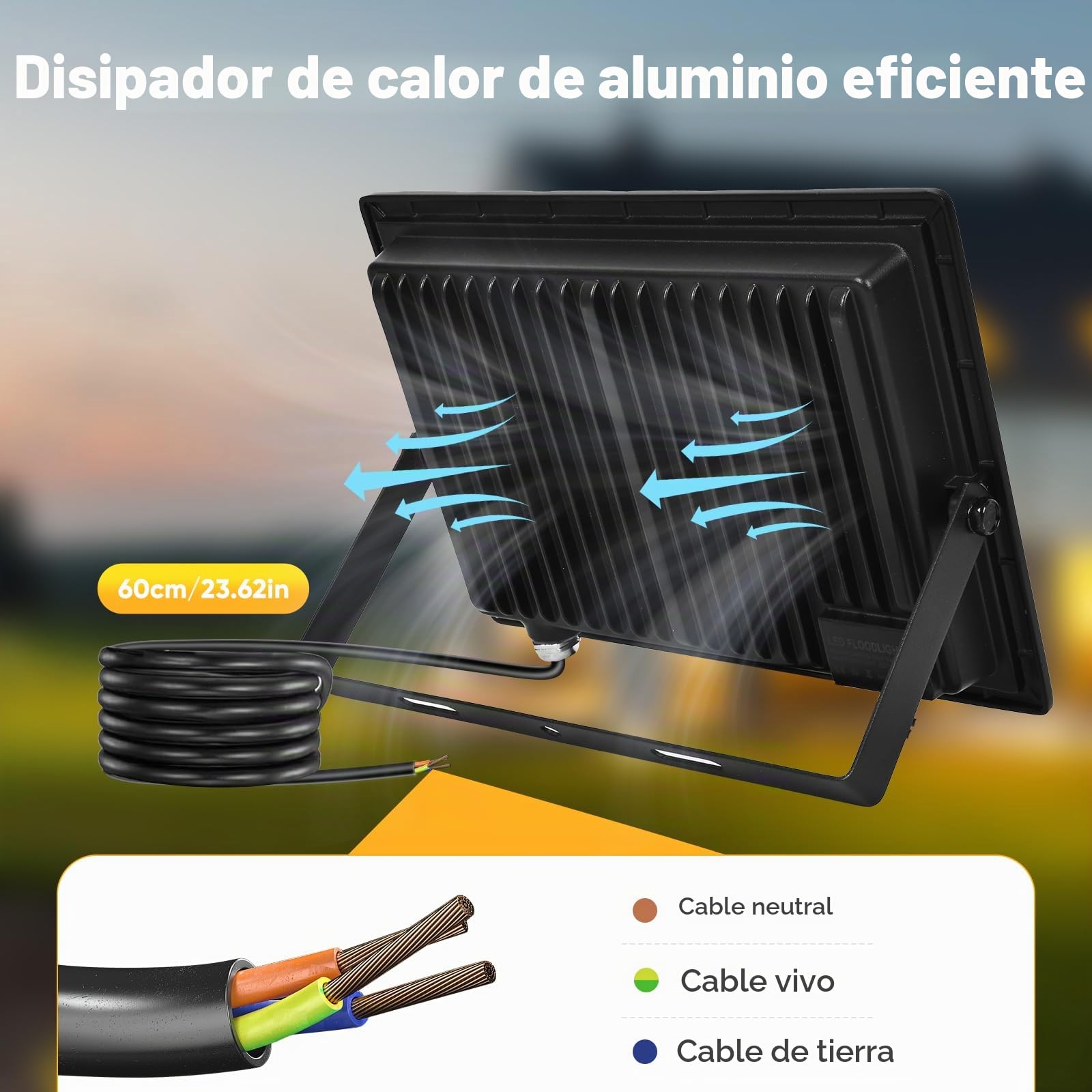 Foco LED Exterior 100W,Iluminación de Seguridad,7000K Blanco Frío,10000LM Super Brillante,IP67 Impermeable,119 LEDs,Foco de Exterior para Jardín,Patio,Garaje,Taller, Pasillo