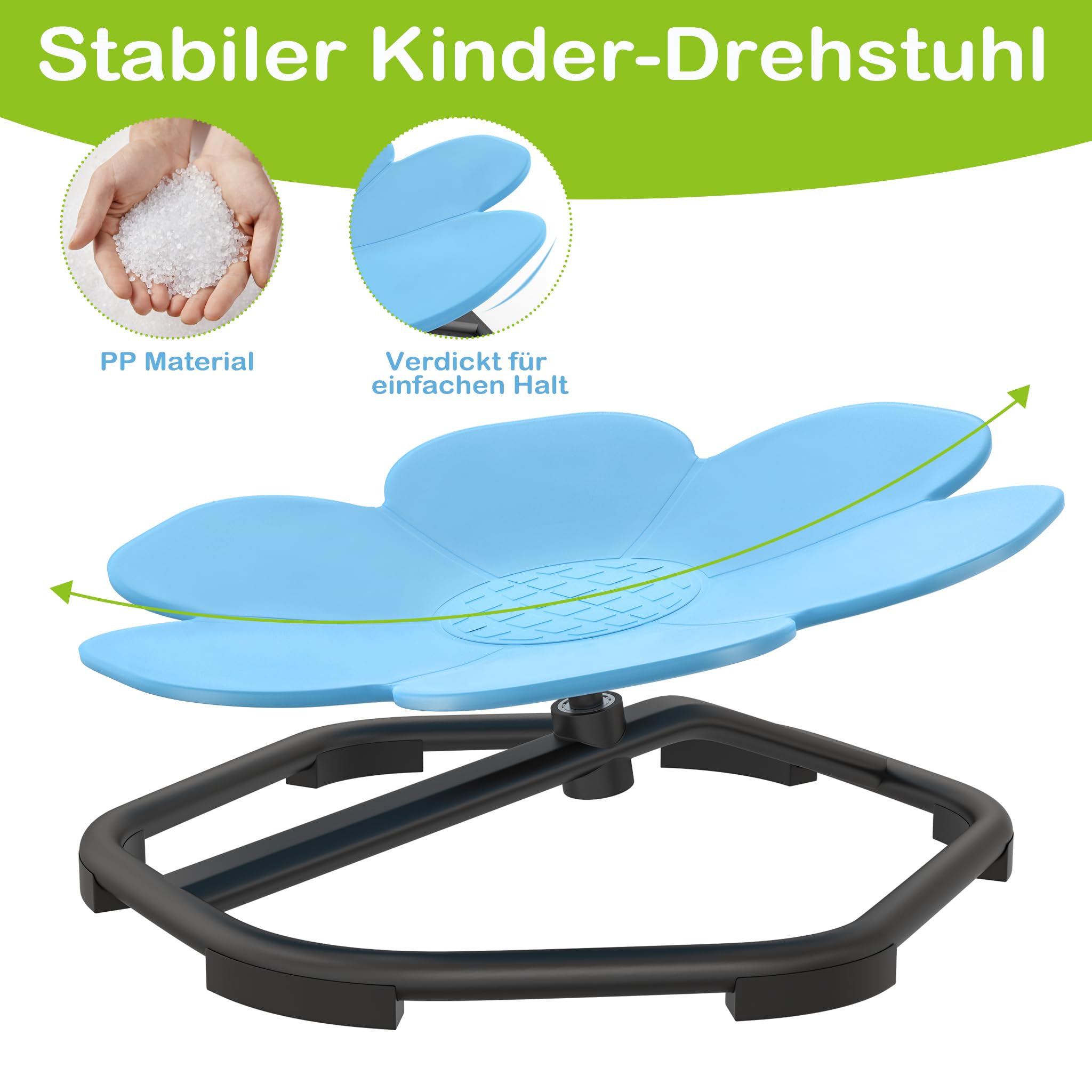 XMTECH Kinder Karussell-Drehstuhl, Blütenform Balance-Sitz mit Rutschfesten Gummipads–360° Drehbarer Balance-Hocker für Kinder, Fördert Sensorische Entwicklung, Gleichgewicht & Koordination, Hellblau