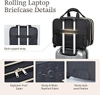 Lekespring Gurulós Laptop Táska Kerekes Trolley 15.6 Hüvelykes Notebook Vízálló Utazó Bőrönd Fekete Üzleti Férfi Női 5
