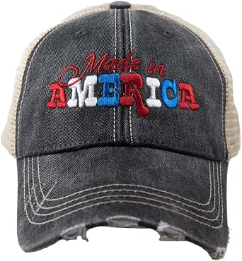 KATYDID Made in America Hat - Patriotic Hat for Women - Fully Embroidered America Hat - Women's Baseball Hat