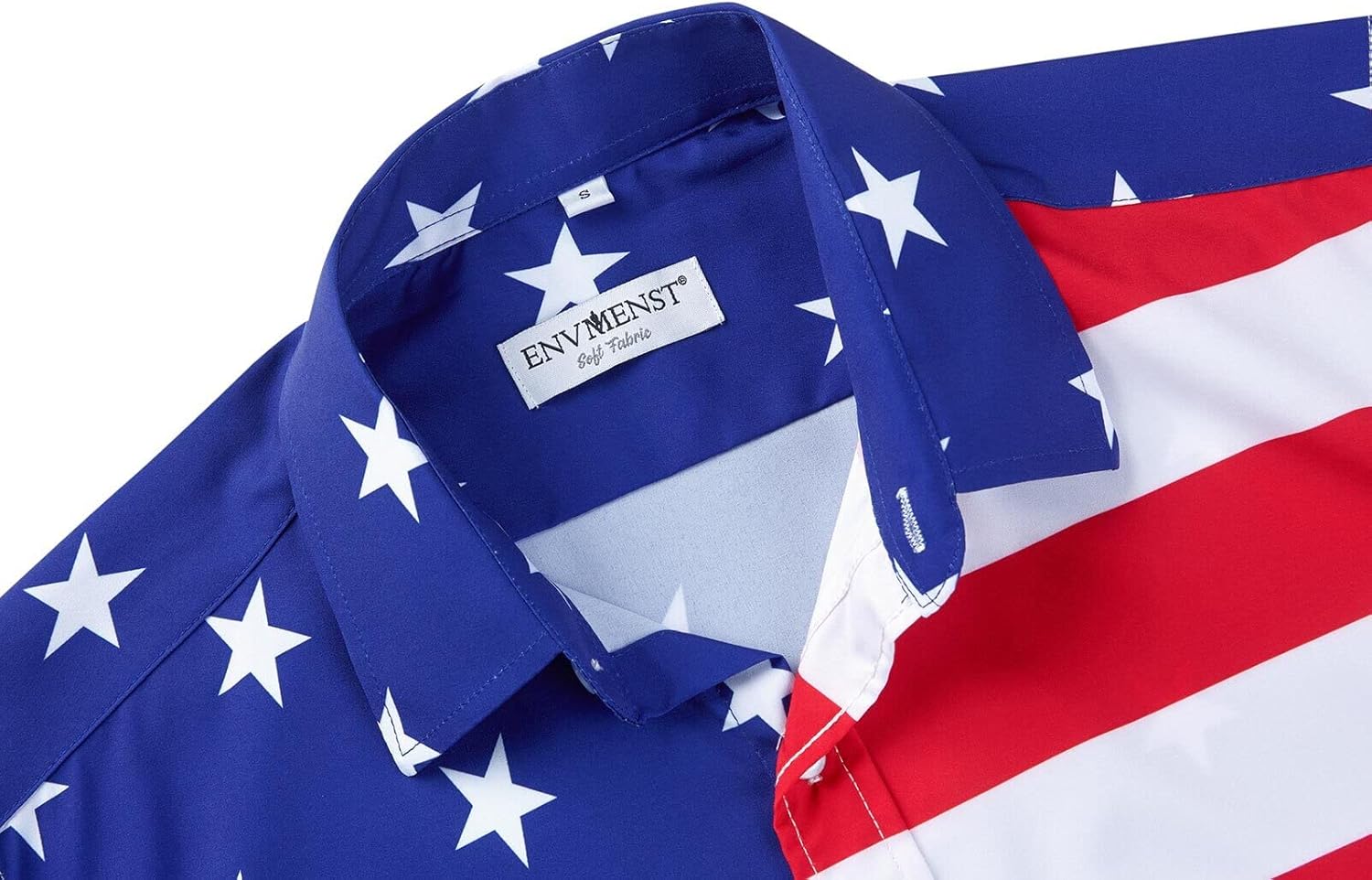 ENVMENST Men's American Flag Button Down Shirts Casual Short Sleeve Patriotic Hawaiian Shirt - Image 4