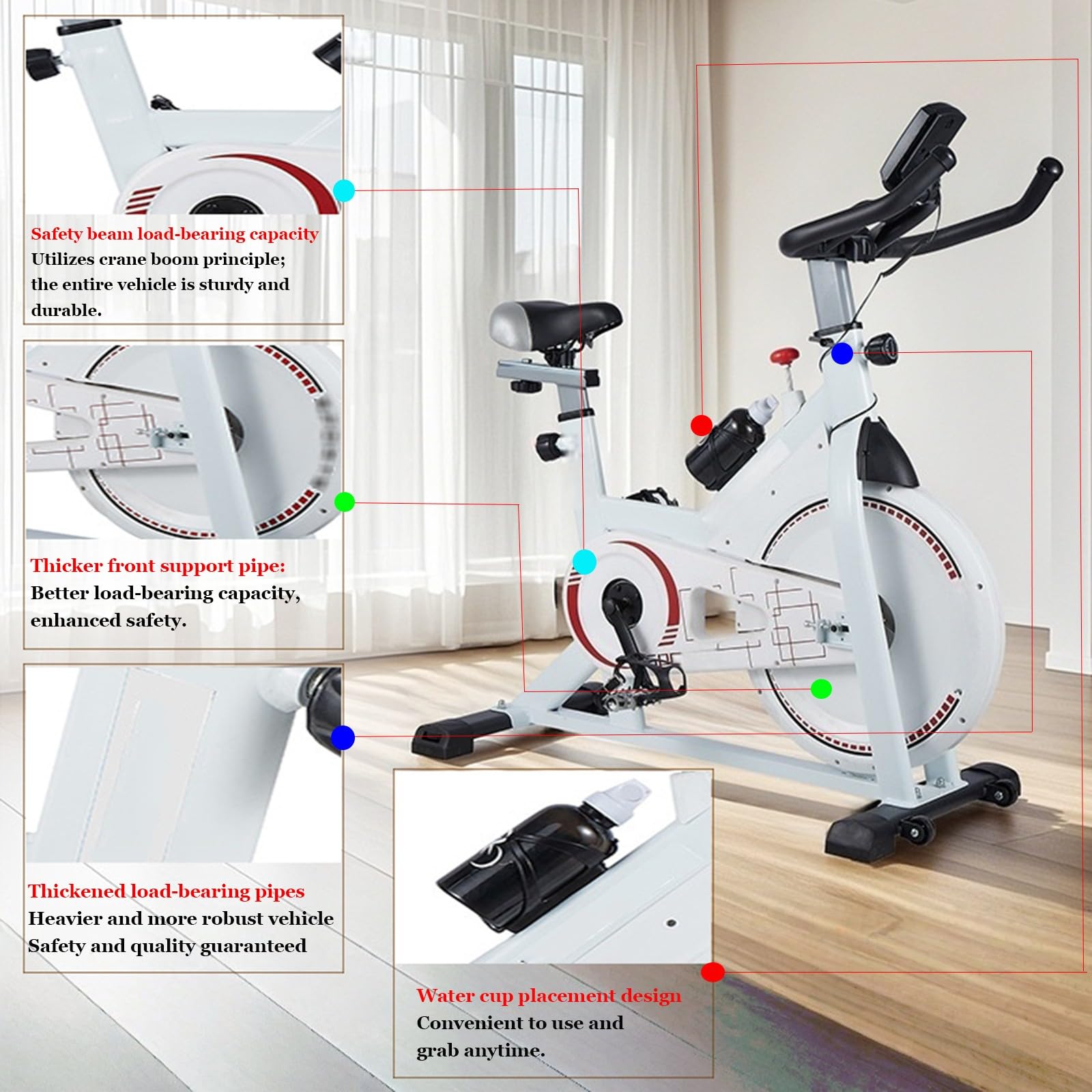 Rower spinningowy do użytku domowego, urządzenie fitness do domu, rower treningowy, urządzenie do treningu kardio, pojemność 120 kg