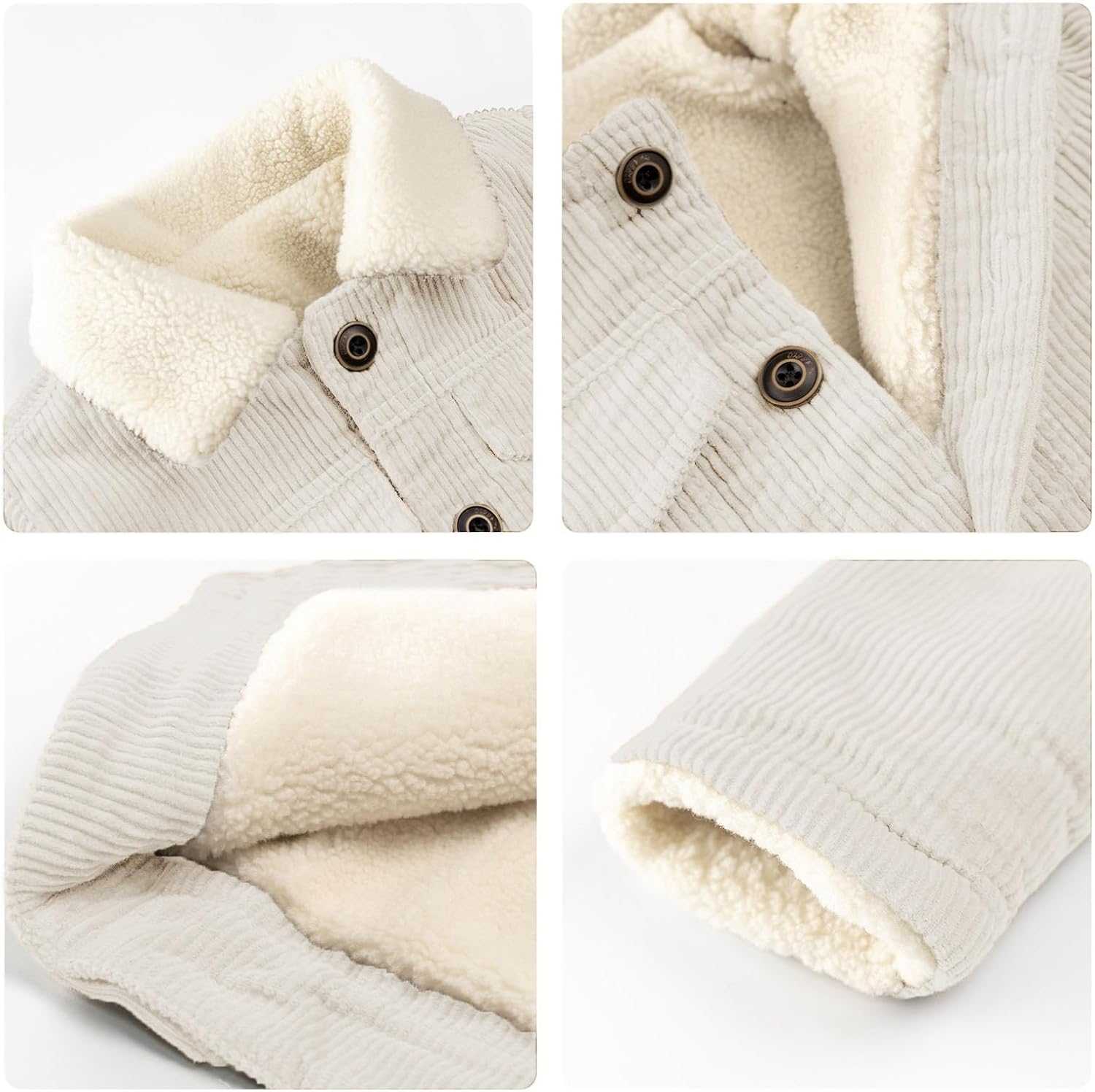 Volunboy Baby Boy Corduroy Jacket Toddler Fleece Winter Coat Kid Sherpa Lined Button Down Warm Outwear