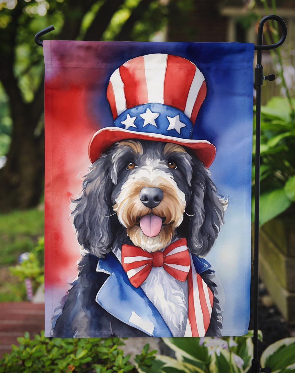 Caroline's Treasures DAC5657GF Bernedoodle Patriotic American Garden Flag Mailbox Flag Decorative Yard Flag Banner Outside Patio Artwork Yard Flower Beds, Garden Size, Multicolor