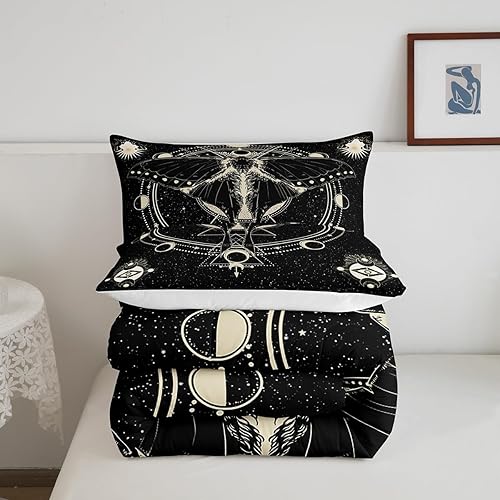 Miniatura 77 de Castle Fairy Juego de edredón de Halloween tamaño individual, juego de ropa de cama con estampado de animales de murciélagos negros para niños