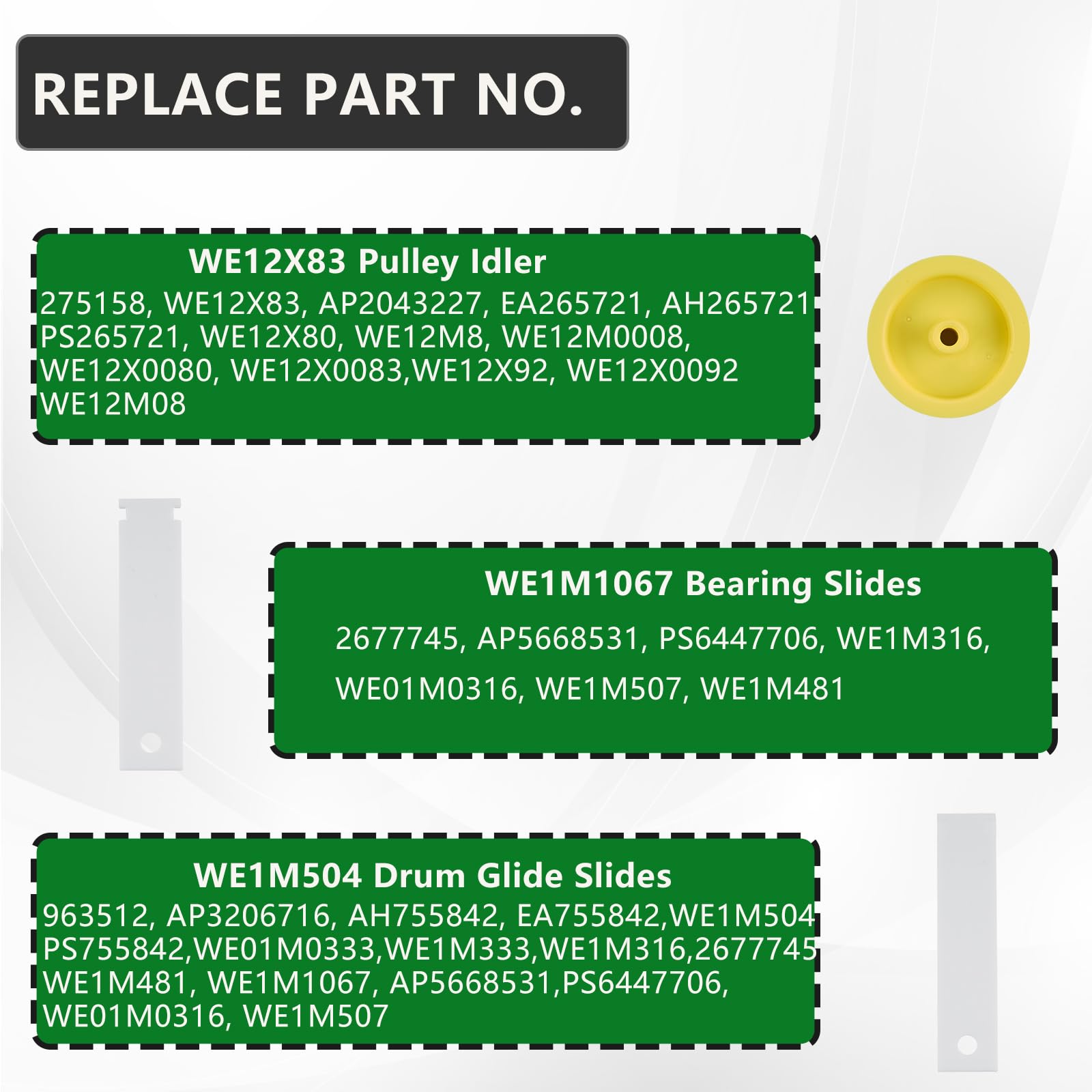 GE Hotpoint Dryer Drum Slides Replacement WE1M504 WE1M507 4 Drum - Foto 2