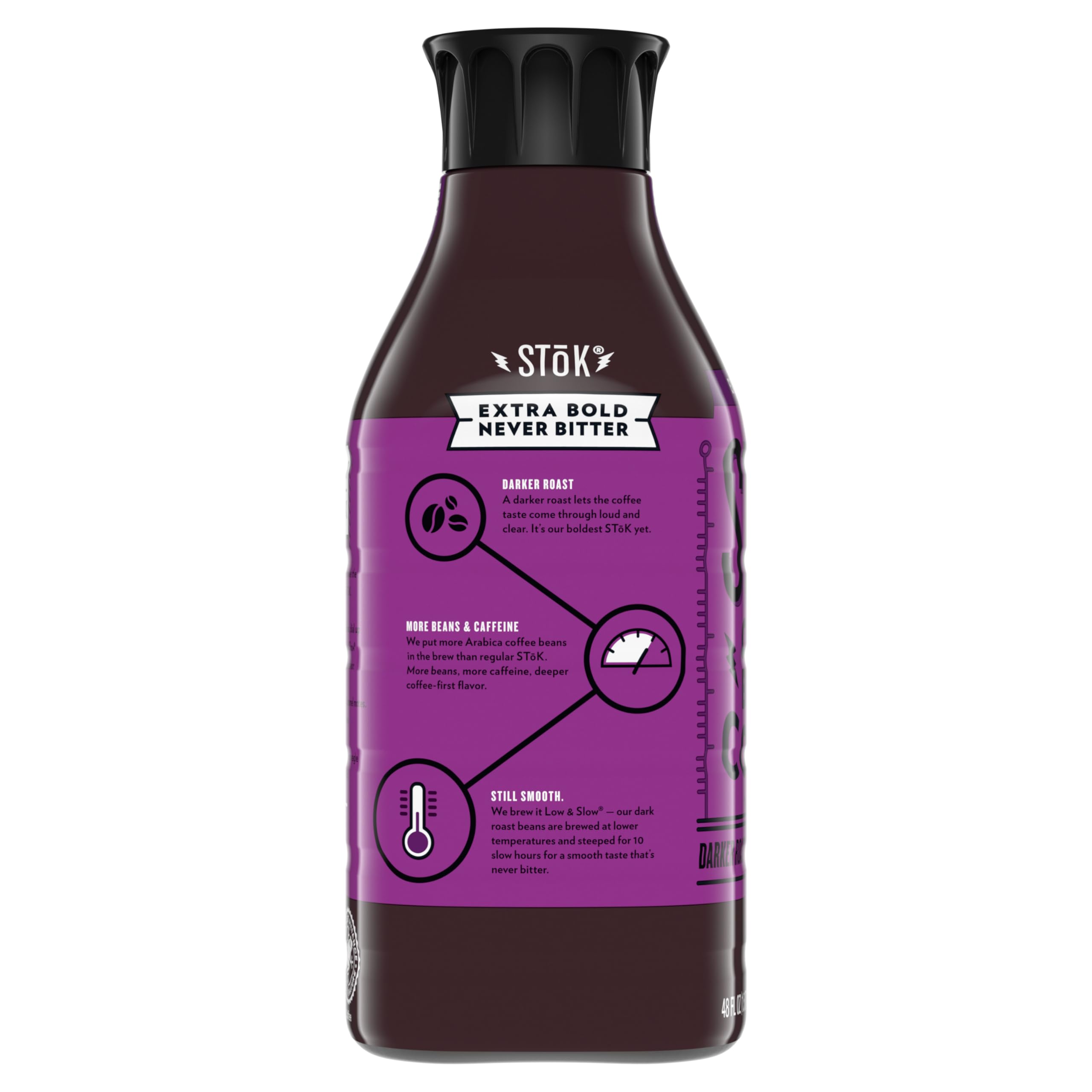 SToK Cold Brew Coffee, Extra Bold, Dark Roast Brewed Low and Slow, Unsweetened, Black Coffee 48 FL OZ Bottle