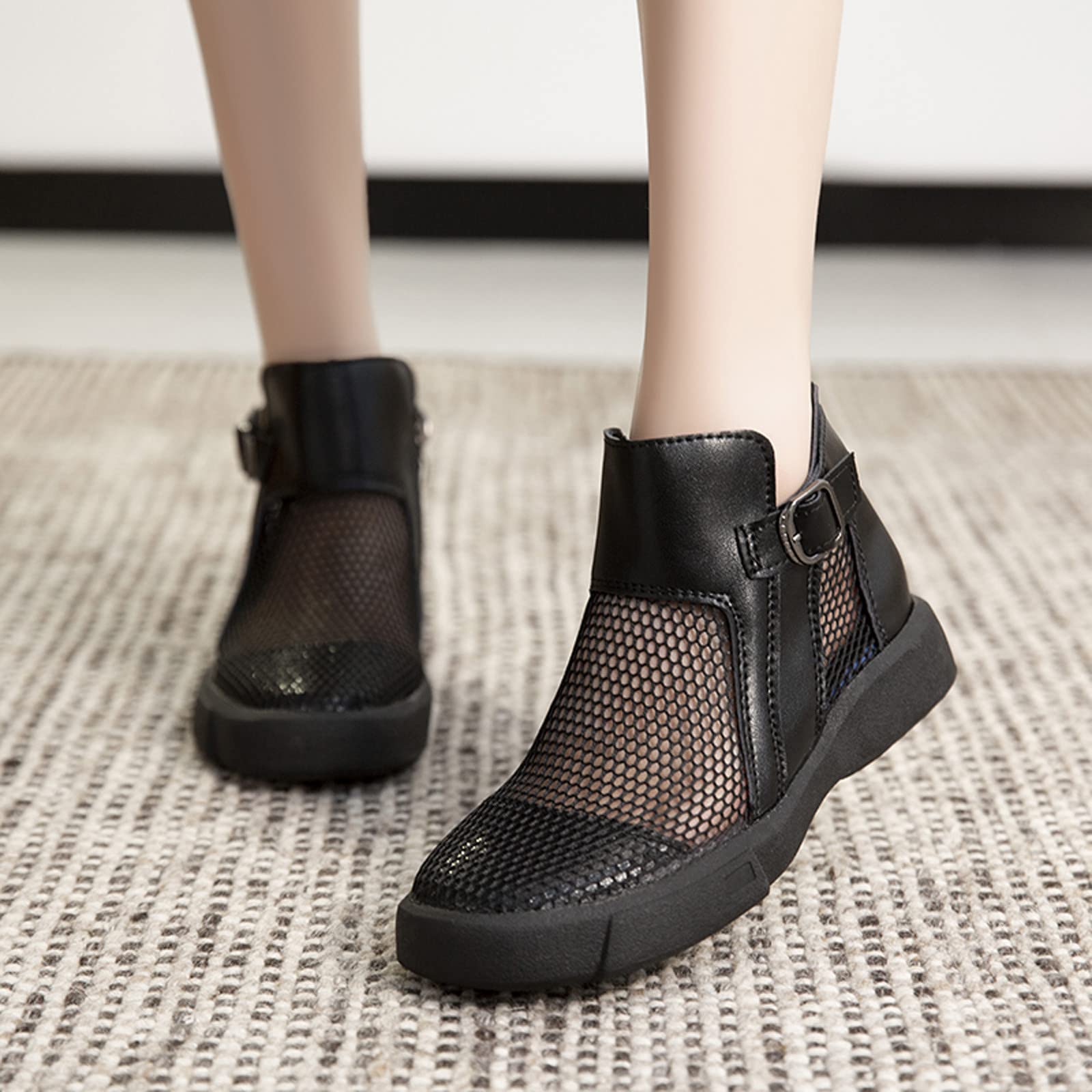 Scarpe da Donna a Punta con Cinturino con Fibbia Piatta con Fibbia Piatta retrò da Donna Scarpe di Pioggia E Neve Stivali Donna Gomma