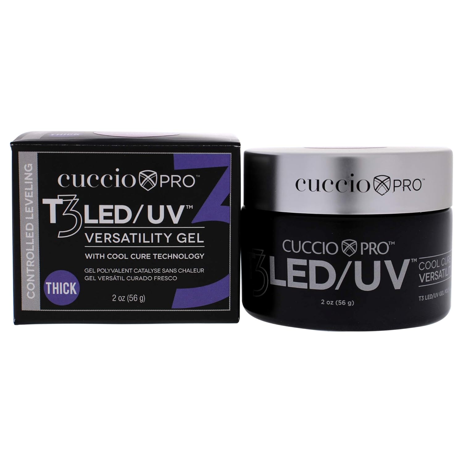 Cuccio Pro T3 LED/UV Cool Cure Versatility Gel - Controlled Levelling - Incredibly Flexible - Strong Adhesion - Thick Viscosity - Fast Application - Quick Cure - Opaque Petal Pink - 2 Oz Nail Gel