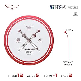 yikundiscs Yikun Twin Swords Understable Distance Driver| Pro Worlds 2025 Limited Edition | Beginner-Friendly Max-Distance Disc | Wind-Resistant & Easy-Glide Control | PDGA Approved 170-176g(Red)