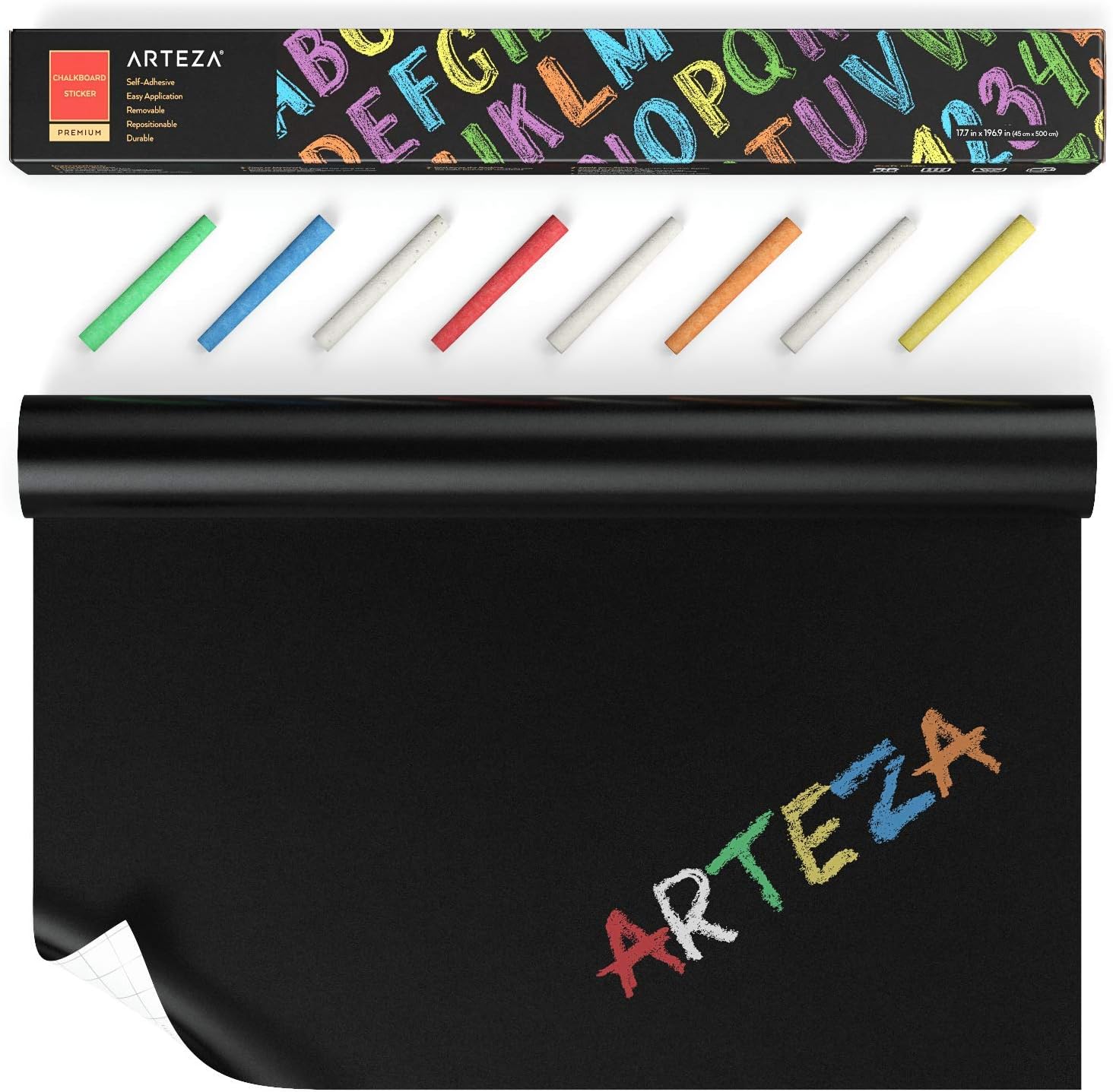 Buy Arteza Chalk Board Sticker For Wall 16 Feet 17 7 X196 9 8 Chalks Strong Hold Self Adhesive Chalkboard Contact Paper For Home Office Online In Usa B07ndnprmt
