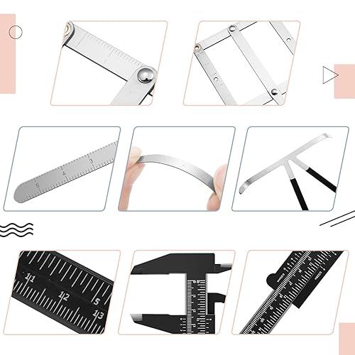 Miniatura 3 de 6 piezas de regla de medición de cejas, posicionamiento de 3 puntos, herramienta simétrica de maquillaje permanente, regla de pinza de relación