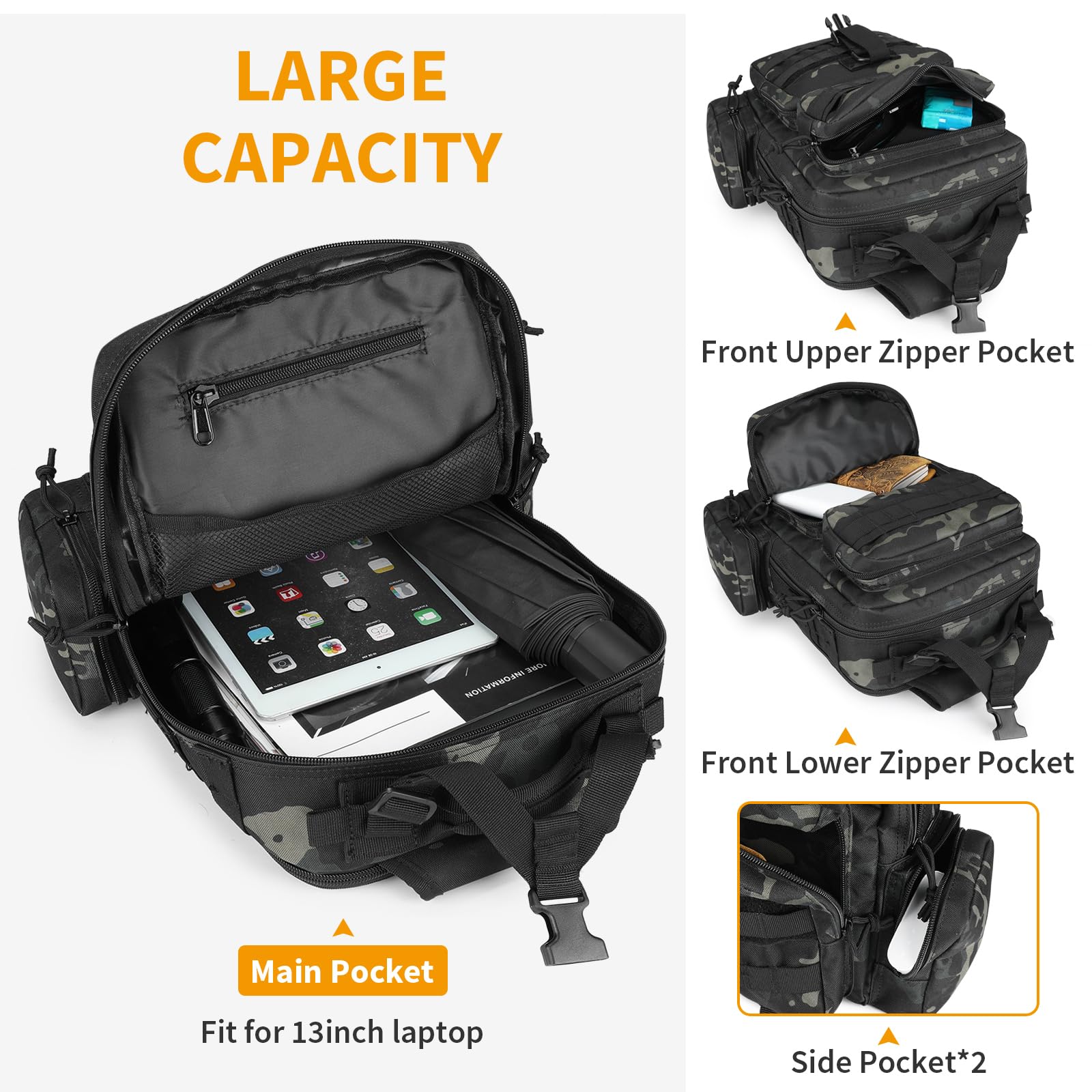 Mochila Cruzada Militar Grande ENJOHOS Bolsa Molle Hombro Sling Daypack para Ciclismo Senderismo