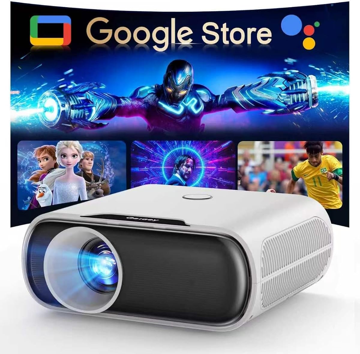 4K-Projector Compatible with GoogIe TV, 2500 ANSI Projector with WiFi and Bluetooth, Built-in Official Apps, Voice, DoIby Audio, HDMI ARC CEC Movie Projector C26 (white)