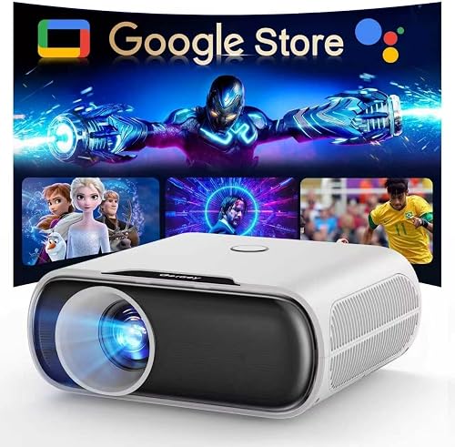 4K-Projector Compatible with GoogIe TV, 2500 ANSI Projector with WiFi and Bluetooth, Built-in Official Apps, Voice, DoIby Audio, HDMI ARC CEC Movie Projector C26 (white)