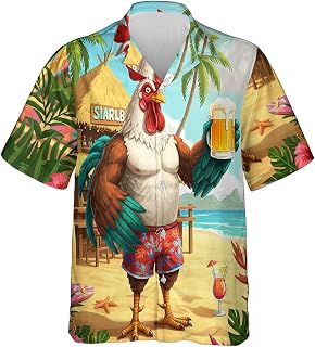 Funny Custom Hawaiian Shirt for Men with Name - Cartoon Theme Button Down Tropical Shirts for Men Short Sleeve Series 86