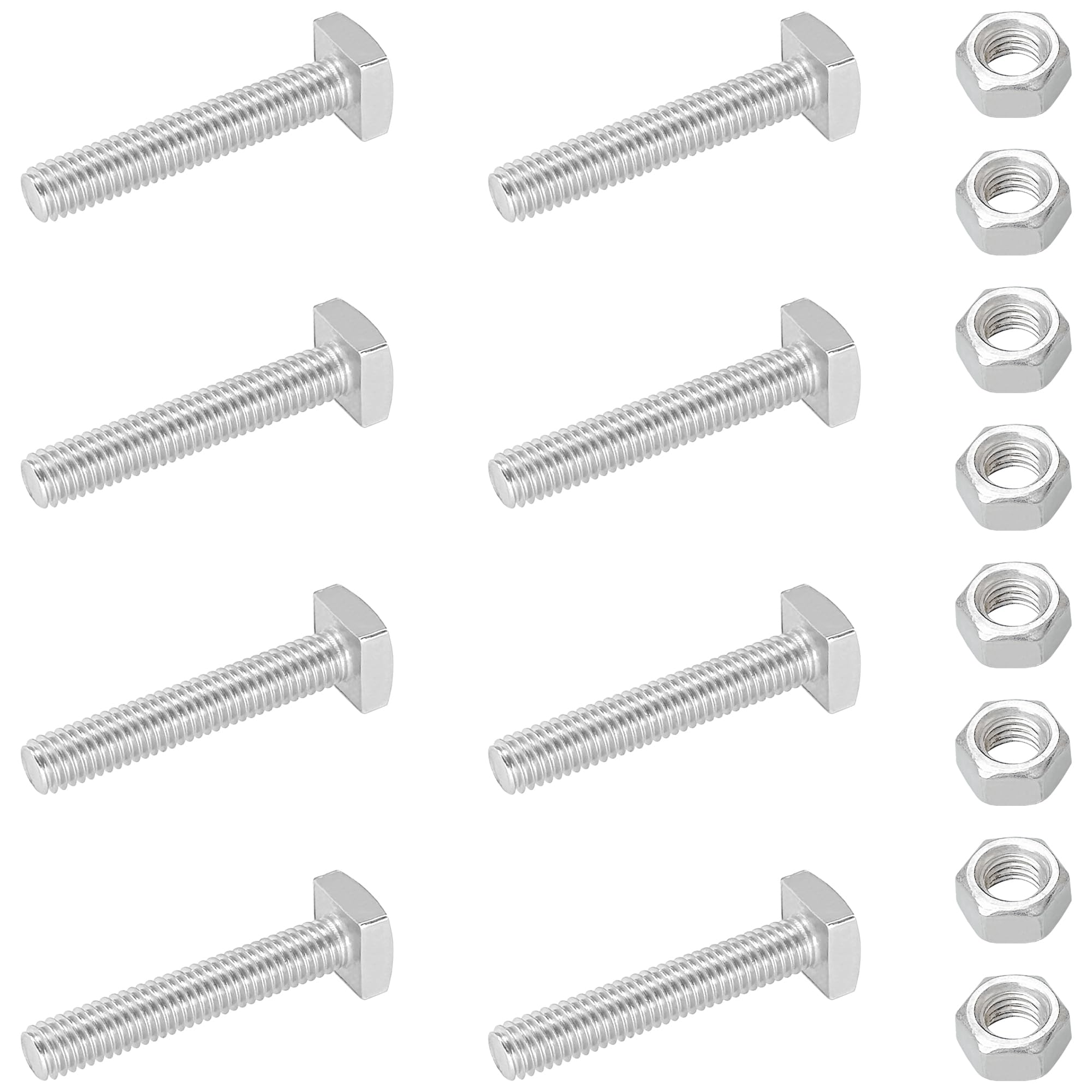 8 PCS Stainless Steel Square Head Bolts Screws (M6*35mm), Silver - Image 2