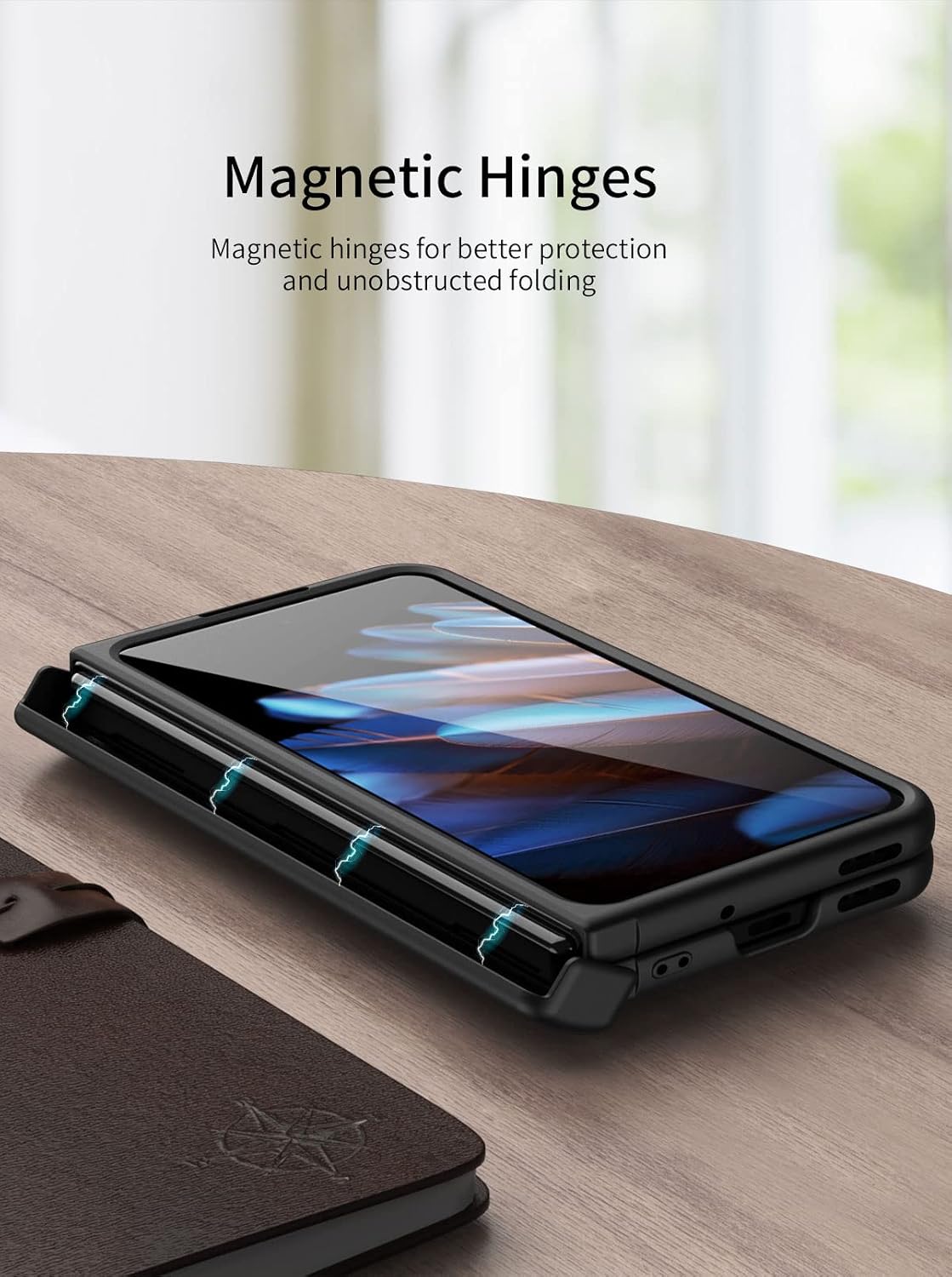 Case for Oppo Find N2 7.1" 2022 Shockproof 360° Full Protection Hinge, with Built-in Tempered Glass Screen Protector Cover Case for Oppo Find N2 7.1" 2022-Black