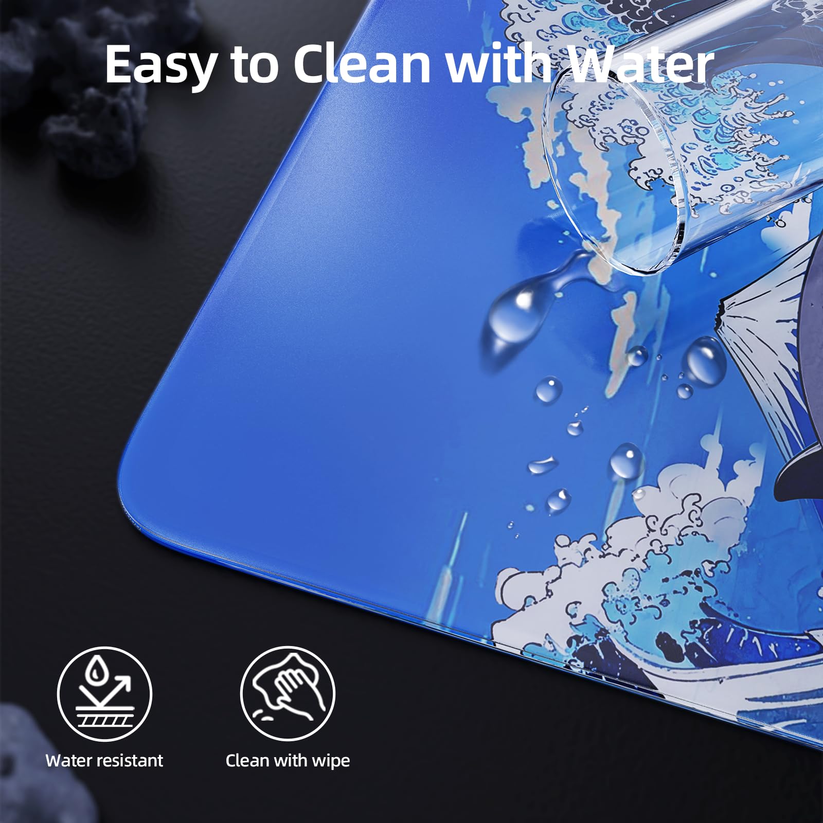 ATTACK SHARK CM05 Glass Gaming Mouse pad, Aangemaakt Glas Gaming Muismat, Super Glad Oppervlak, 9H Gehard Glas, 17.72 * 15.75 * 0.2 inch, Schokbestendig, Krasbestendig, Anti-slip-Blue