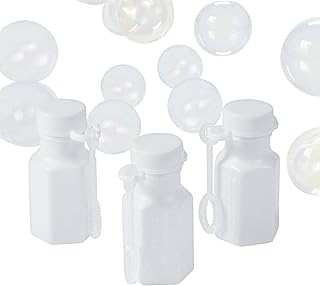 Hexagon Mini Bubble Bottles, 48 Pieces, Wedding, Birthday Party Favors, Bubble Wands (White)