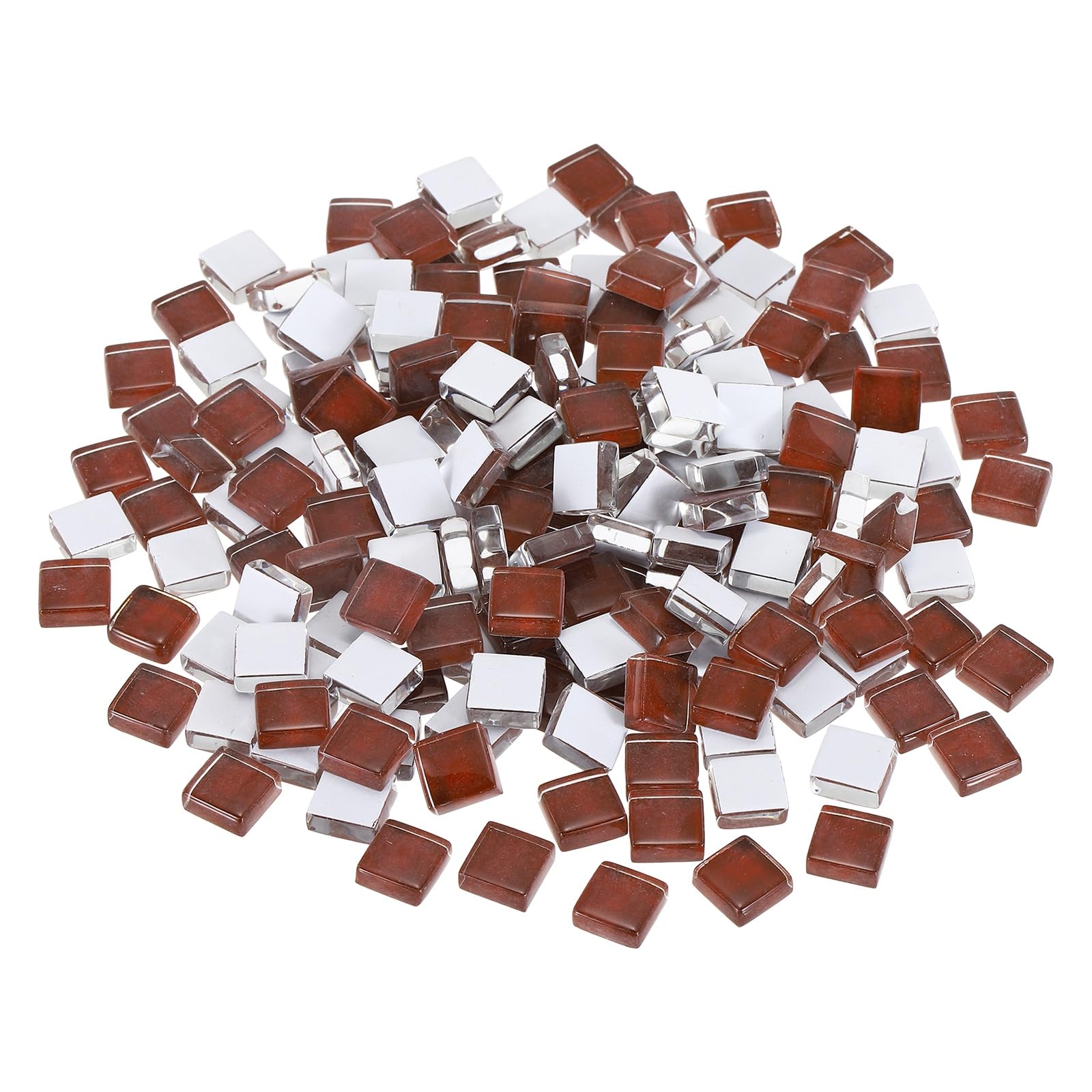 sourcing map Mosaic Tiles, 1 x 1cm Micro Glass Tiny Mini Mosaic Tile DIY Hobbies Handmade Crystal Free Stone Craft Material Creativity (Dark Brown Pack of 200)