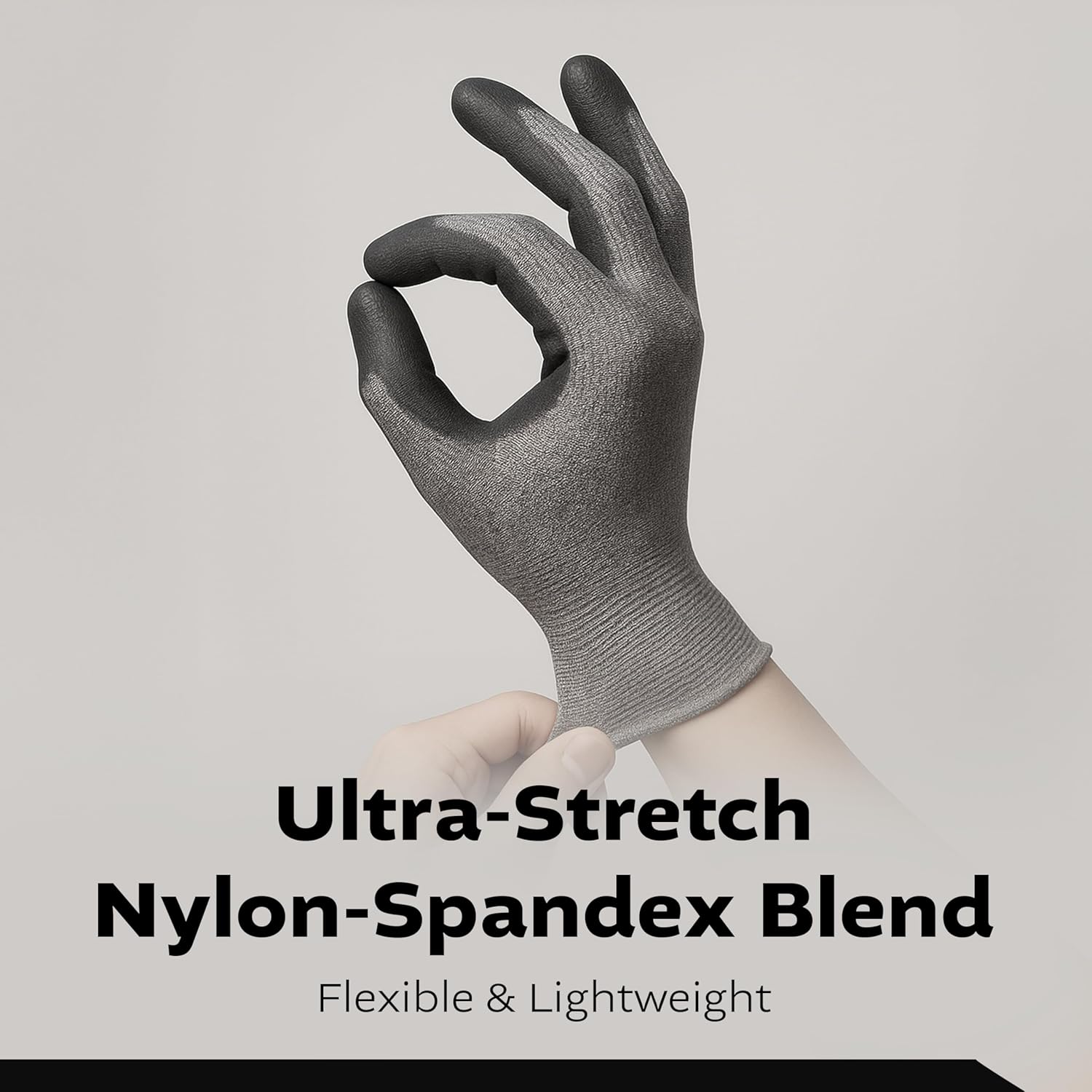 Grey Span-Nylon Glove - Black NITRILE Foam Palm coated, 5 pairs