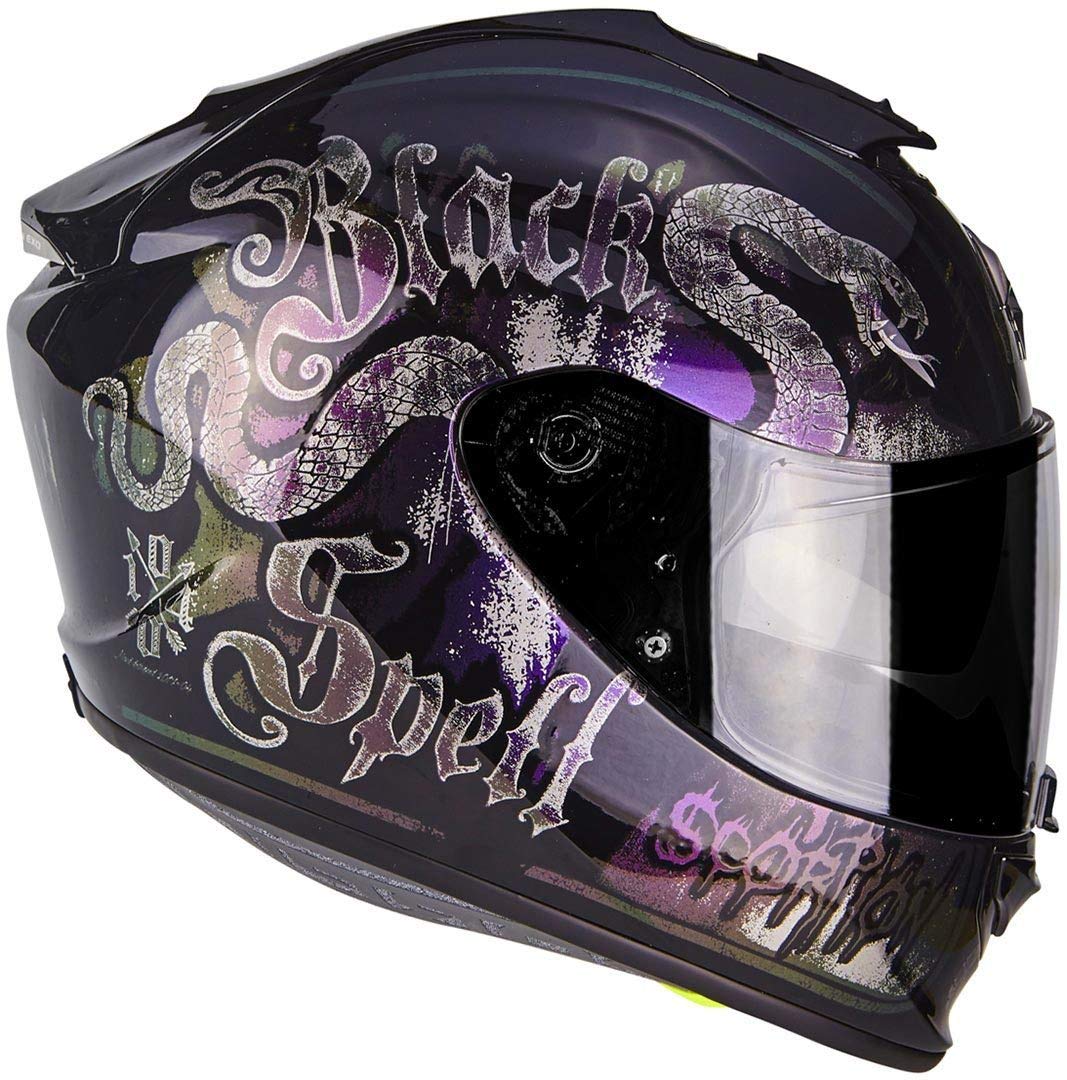 SCORPION EXO 1400 AIR BLACKSPELL Motorcycle Helmet, Cameleon, Black/Purple, XS Automotive