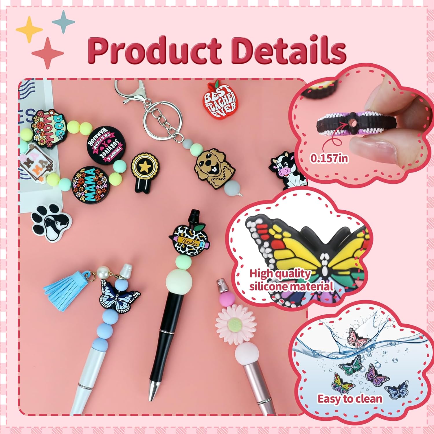 14PCS Butterfly Silicone Beads for Pens, 14Pcs Silicone Focal Beads for Keychain Making DIY Handicraft（Butterfly ） - Image 4