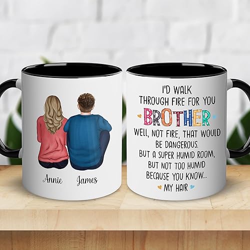 Miniatura 2 de WHIDOBE Taza personalizada de cerámica personalizada de 11 onzas y 15 onzas con avatares, nombres, citas, regalo personalizado para hermano de parte