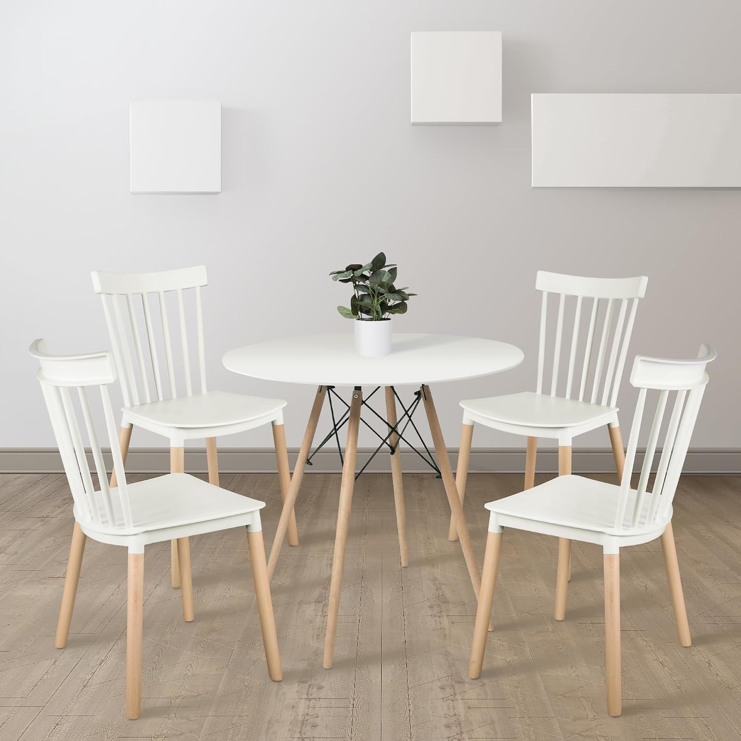 DSW Armless Modern Plastic Dining Chairs with Wood Legs for Living, Bedroom, Kitchen, Dining,Lounge Waiting Room, Restaurants, Cafes