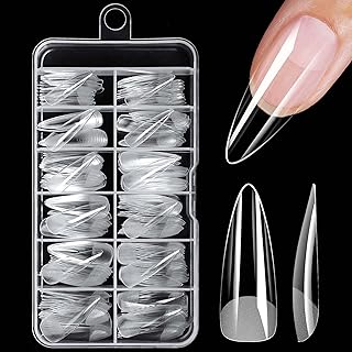 240pc Stiletto Gel Nail Tips Long Fake Nails Clear Press ons Nail, Long Stiletto Nails Tips Acrylic Nails Extension Soft Gel Nails Tip Full Cover Pointy False Nail Clear Artficial Fingernails