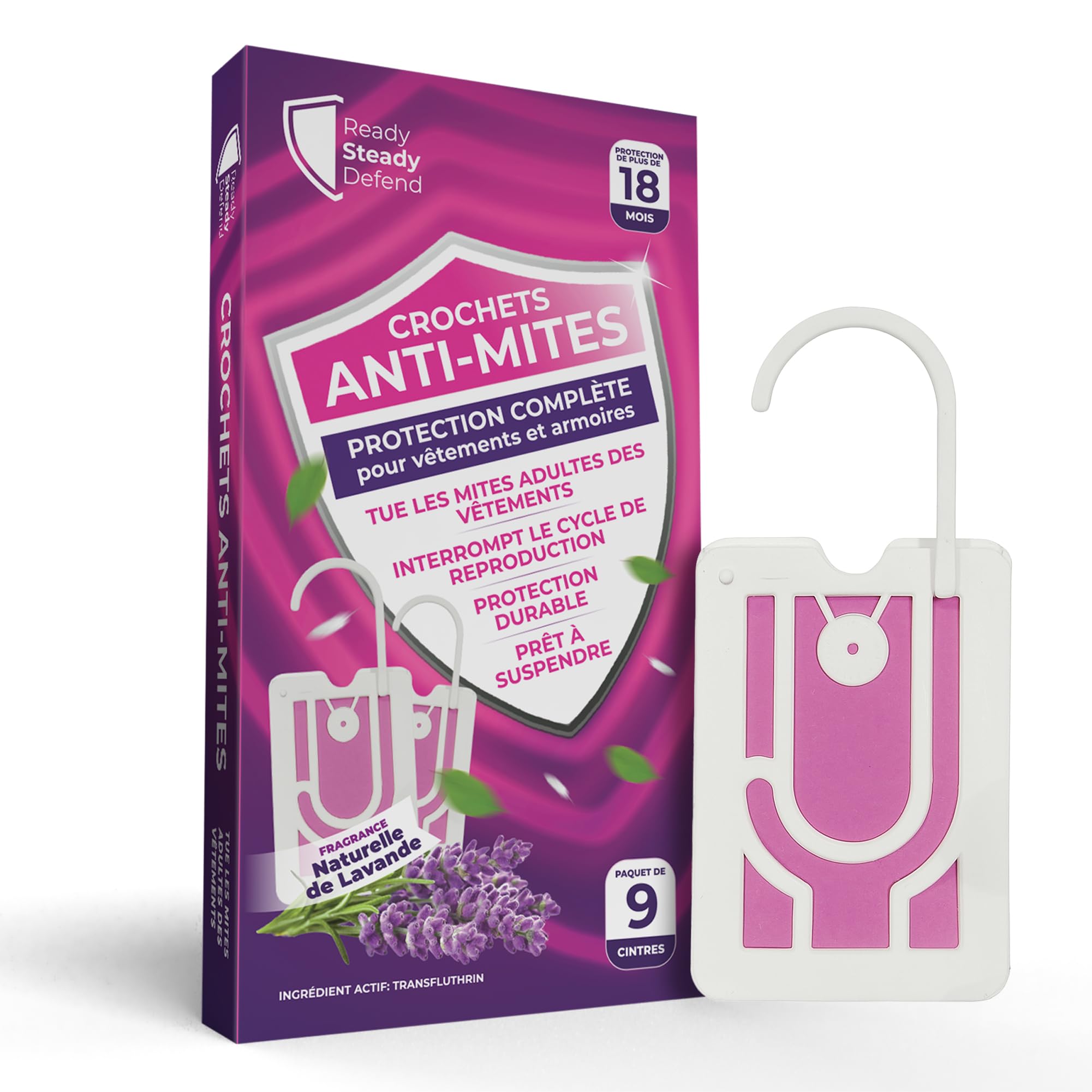 Anti-mites Vêtements Parfum Lavande 9 Textiles Protection 2 Mois