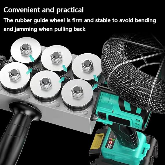 Hidden Cable Pulling Tool, Cordless Electric Wire Puller, Automatic Threading Machine, with 2 Battery, 360 Rotating Wire Elbow, for lectrician Wall Construction